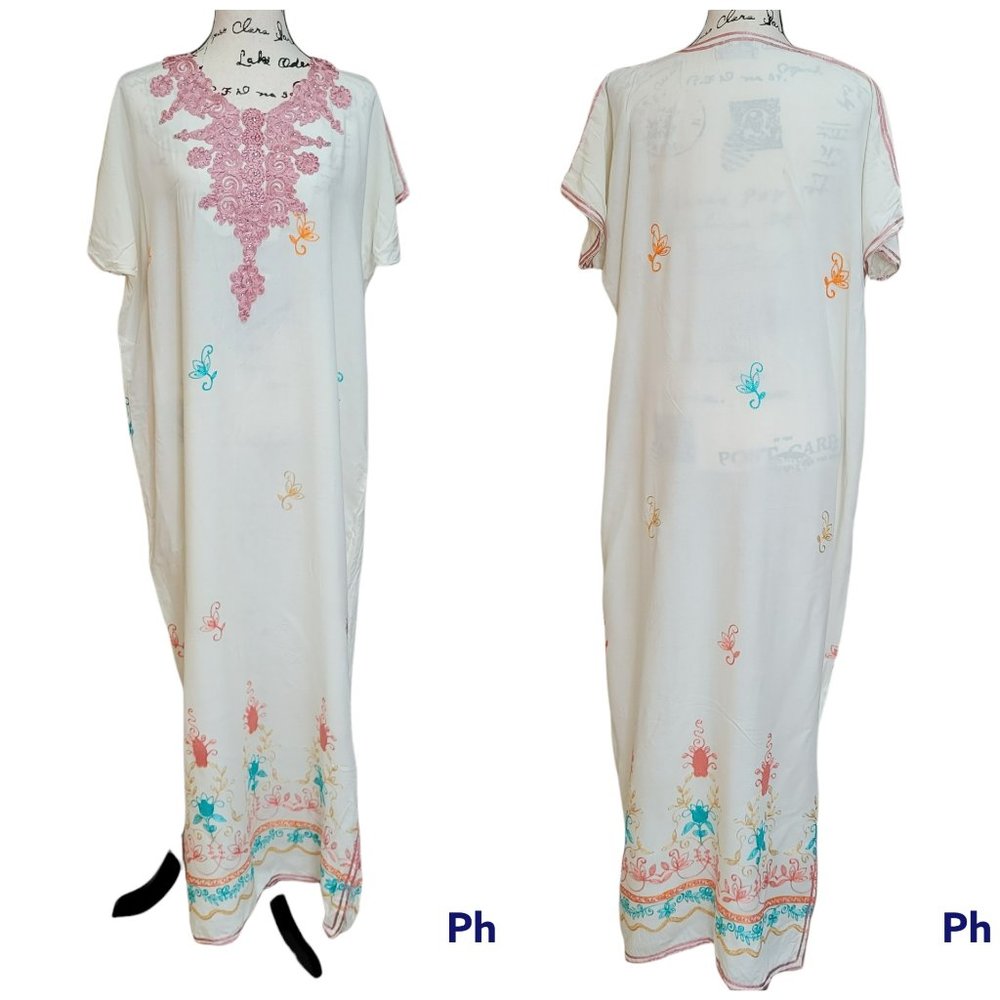 Embroidered Kaftan Loungewear - Size XL